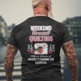 Yarn Craft Sewing Quote | Weekend Forecast Quilting Mens Back Print T-shirt Gifts for Old Men