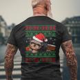 Yorkshire Terrier Dog Lover Santa Hat Ugly Christmas Sweater Men's T-shirt Back Print Gifts for Old Men