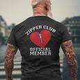 Zipper Club Open Heart Surgery Recovery Novelty Men's T-shirt Back Print Gifts for Old Men
