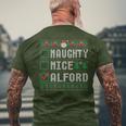 Alford Family Name Xmas Naughty Nice Alford Christmas List Men's T-shirt Back Print Gifts for Old Men