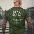 Dear Santa She Is The Naughty One Matching Couple Men's T-shirt Back Print Gifts for Old Men