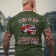 Firefighter Christmas Pajama Fire Truck Fireman Men's T-shirt Back Print Gifts for Old Men