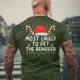 Christmas Most Likely To Pet The Reindeer Men's T-shirt Back Print Gifts for Old Men