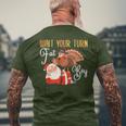 Thanksgiving Wait Your Turn Fat Boy Turkey & Santa Men's T-shirt Back Print Gifts for Old Men