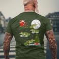 Xmas Lighting Tree Santa Riding Alligator Christmas Men's T-shirt Back Print Gifts for Old Men