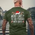 Most Likely To Go Fishing With Santa Fishing Lover Christmas Men's T-shirt Back Print Gifts for Old Men