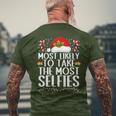 Most Likely To Take The Most Selfies Family Christmas Pajama Men's T-shirt Back Print Gifts for Old Men