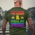 Im Here Im Queer Christmas Pajama Cool Lgbt-Q Gay Pride Xmas Men's T-shirt Back Print Gifts for Old Men