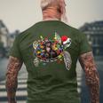 Sea Turtle Christmas Lights Santa Hat Merry Christmas Men's T-shirt Back Print Gifts for Old Men