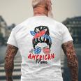 4Th Of July 2023 Messy Bun All American Patriotic Mom Gifts Mens Back Print T-shirt Gifts for Old Men