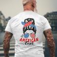 4Th Of July 2023 Messy Bun Patriotic All American Girl Gifts Mens Back Print T-shirt Gifts for Old Men