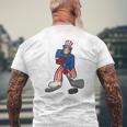 Abraham Lincoln Playing Hockey Funny 4Th Of July Hockey Mens Back Print T-shirt Gifts for Old Men