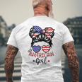 All American Girls 4Th Of July Messy Bun Girl Kids Men's Crewneck Short Sleeve Back Print T-shirt Gifts for Old Men