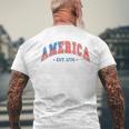 America Est 1776 Patriotic Usa 4Th Of July America Flag Mens Back Print T-shirt Gifts for Old Men
