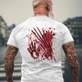 Blood Splatter Bloody Handprint Red Hand Zombie Outbreak Men's T-shirt Back Print Gifts for Old Men