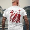 Bloody Handprint Red Blood Hands Splatters Zombie Outbreak Handprint Men's T-shirt Back Print Gifts for Old Men