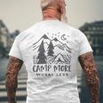 Camp More Worry Less - Cool Tent Camping Adventure Quote Mens Back Print T-shirt Gifts for Old Men