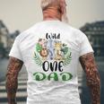 Dad Of The Wild One Zoo Birthday Safari Jungle Animal Mens Back Print T-shirt Gifts for Old Men