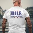 Dilf Dude I Love Freedom Funny Usa 4Th July Flag Party Usa Funny Gifts Mens Back Print T-shirt Gifts for Old Men