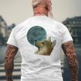 Dog Looking Up At The Moon Moon Funny Gifts Mens Back Print T-shirt Gifts for Old Men
