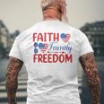 Faith Family Freedom Usa Flag July 4Th American Independence Mens Back Print T-shirt Gifts for Old Men
