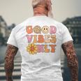 Good Vibes Only Peace Love 60S 70S Tie Dye Groovy Hippie Mens Back Print T-shirt Gifts for Old Men