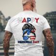 Happy Memorial Day 4Th Of July Messy Bun American Flag Men's Back Print T-shirt Gifts for Old Men