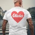 I Heart Olivia First Names And Hearts I Love Olivia Men's Back Print T-shirt Gifts for Old Men