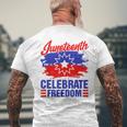 Junenth Celebrate Freedom Red White Blue Free Black Slave Mens Back Print T-shirt Gifts for Old Men