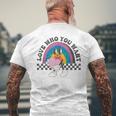 Love Who You Want Retro Distressed Lgbtq Pride Love Is Love Mens Back Print T-shirt Gifts for Old Men
