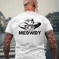 Meowdy Funny Mashup Between Meow And Howdy Cat Meme Mens Back Print T-shirt Gifts for Old Men