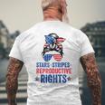 Messy Bun American Flag Stars Stripes Reproductive Rights Mens Back Print T-shirt Gifts for Old Men