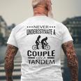 Never Underestimate A Couple On A Tandem Bicycle Couple Mens Back Print T-shirt Gifts for Old Men