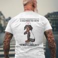 Never Underestimate A Dachshund Mom With A Nursing Degree Mens Back Print T-shirt Gifts for Old Men
