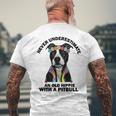 Never Underestimate An Old Hippie With A Pitbull Mens Back Print T-shirt Gifts for Old Men