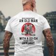 Never Underestimate An Old January Man With A Dd214 Mens Back Print T-shirt Gifts for Old Men