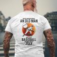 Never Underestimate An Old Man Who Loves Baseball July Mens Back Print T-shirt Gifts for Old Men