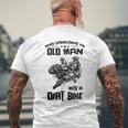 Never Underestimate Old Man Motocross Off Road Dirt Bike Mens Back Print T-shirt Gifts for Old Men