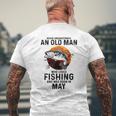 Never Underestimate Old Man Who Love Fishing Born In May Mens Back Print T-shirt Gifts for Old Men
