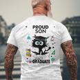 Proud Son Of A Class Of 2023 Graduate Cool Black Cat Men's Back Print T-shirt Gifts for Old Men