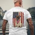 Pug American Flag 4Th Of July Independence Men's Back Print T-shirt Gifts for Old Men