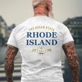 Rhode Island Pride State Flag Native Ocean State Mens Back Print T-shirt Gifts for Old Men