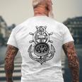 Sailing Boat Captain Sring Wheel Compass Anchor Mens Back Print T-shirt Gifts for Old Men