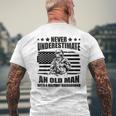Never Underestimate An Old Man With Military Background Men's T-shirt Back Print Gifts for Old Men