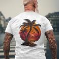 Vintage Retro Palm Trees Beach Sunset Tropical Summer 70 80S 80S Vintage Designs Funny Gifts Mens Back Print T-shirt Gifts for Old Men