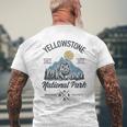 Vintage Retro Yellowstone National Park Hiking Mens Back Print T-shirt Gifts for Old Men