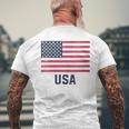 Womens Usa Flag Red White Blue 4Th Of July Top Mens Back Print T-shirt Gifts for Old Men