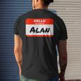 Alan Name Tag Sticker Work Office Hello My Name Is Alan Men's Back Print T-shirt Gifts for Him