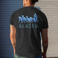 Alaska Sled Dogs Mushing Team Snow Sledding Mountain Scene Mens Back Print T-shirt Gifts for Him