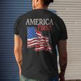 America First Usa American Patriot Flag Memorial Day Vintage Mens Back Print T-shirt Gifts for Him